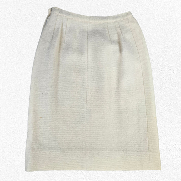 50s Vintage Bonwitt Teller Cream Wool Jackie O Cropped Blazer Skirt Suit Size 4 - Picture 16 of 16